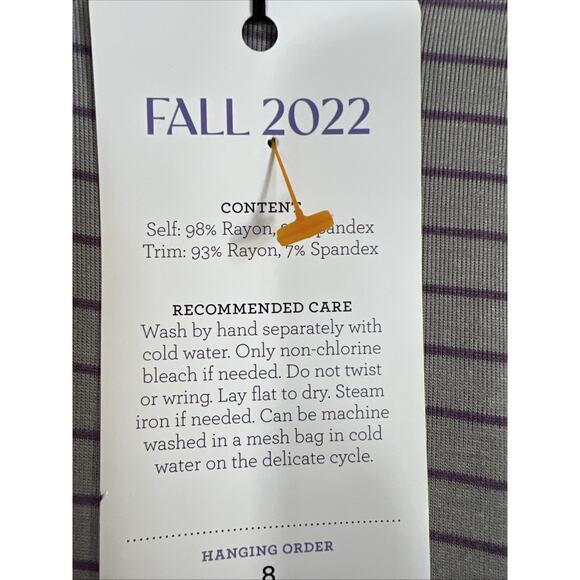 Cabi Shirt Womens Large Gray Plum Tee 4376 Pewter Stripe V Neck Long Sleeve NEW - Picture 5 of 9